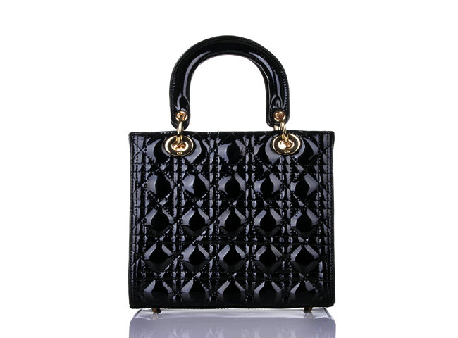 lady dior patent leather bag 6322 black with gold hardware